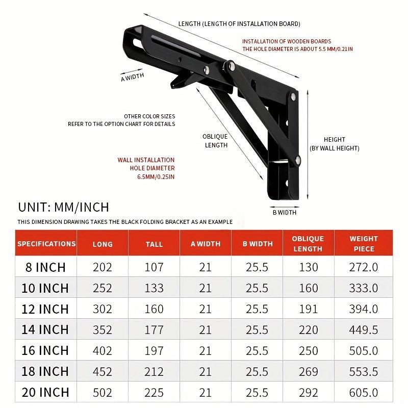 Heavy Duty Foldable L Shelf Brackets for DIY Shelves & Tables