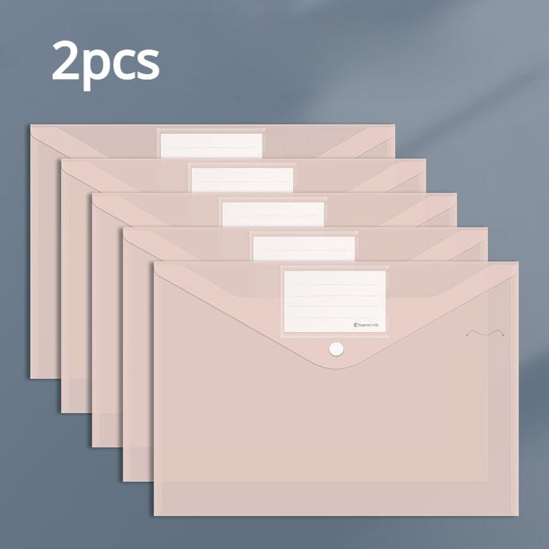 2pcs Morandi A4 Transparent Snap Button Document Bag