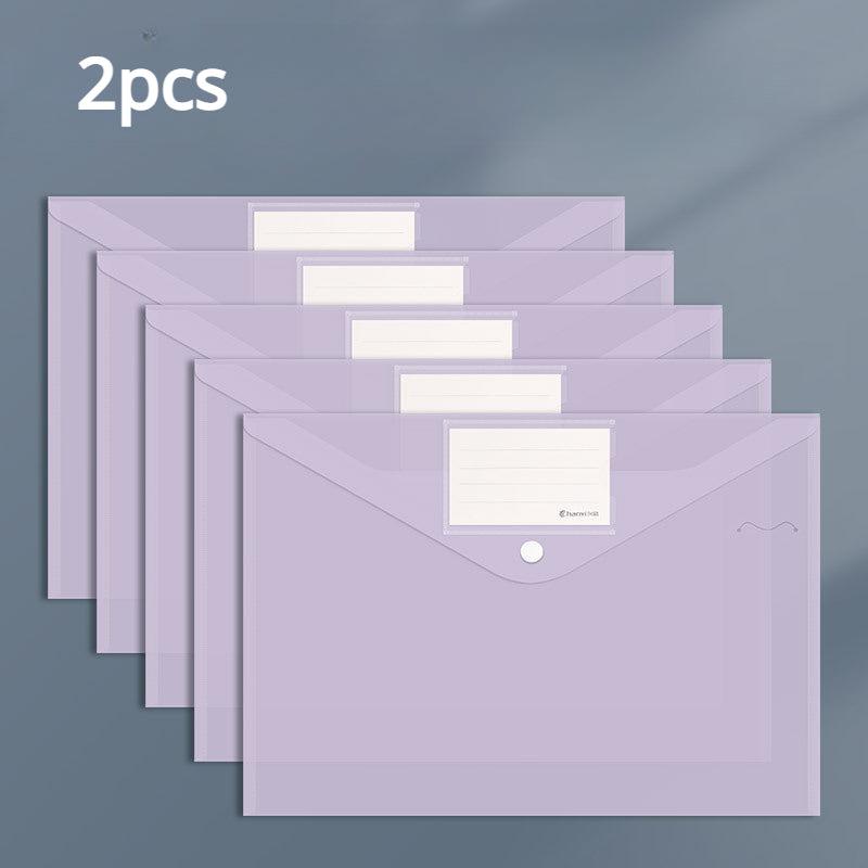 2pcs Morandi A4 Transparent Snap Button Document Bag