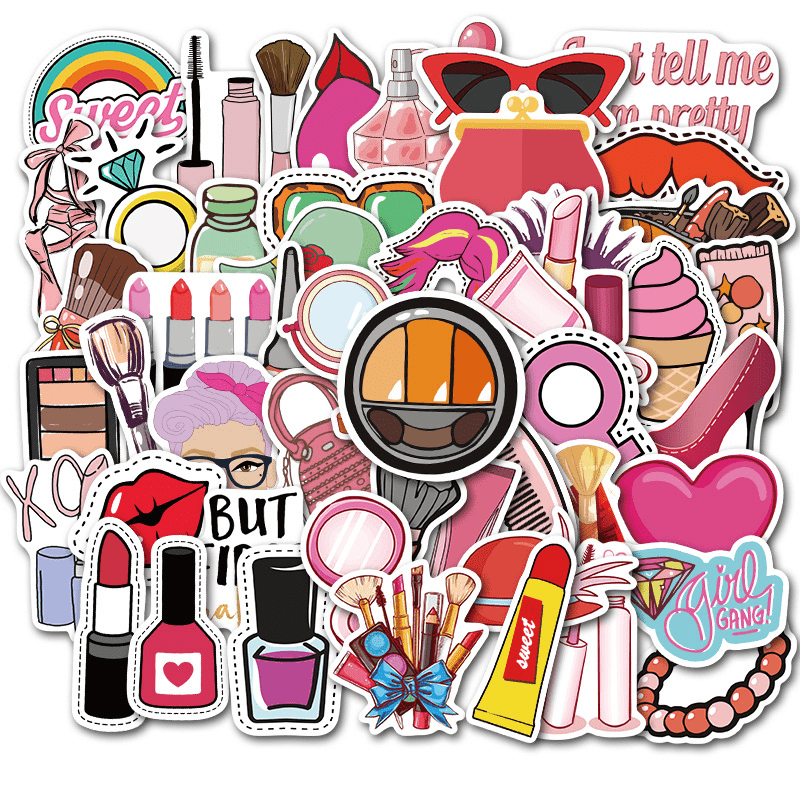 50pcs Waterproof Girls Cosmetics Stickers