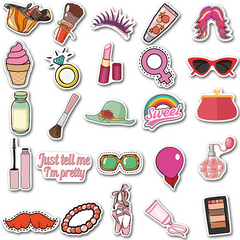 50pcs Waterproof Girls Cosmetics Stickers