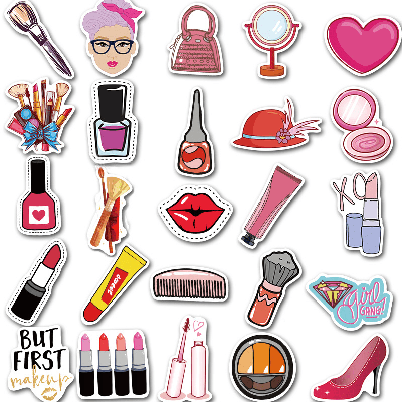 50pcs Waterproof Girls Cosmetics Stickers