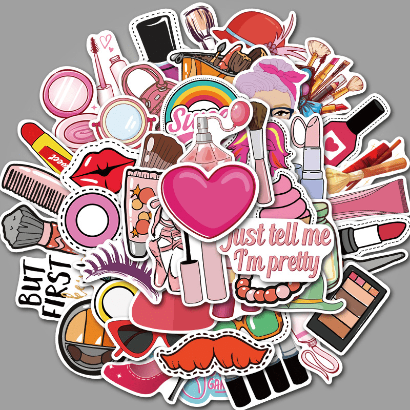 50pcs Waterproof Girls Cosmetics Stickers