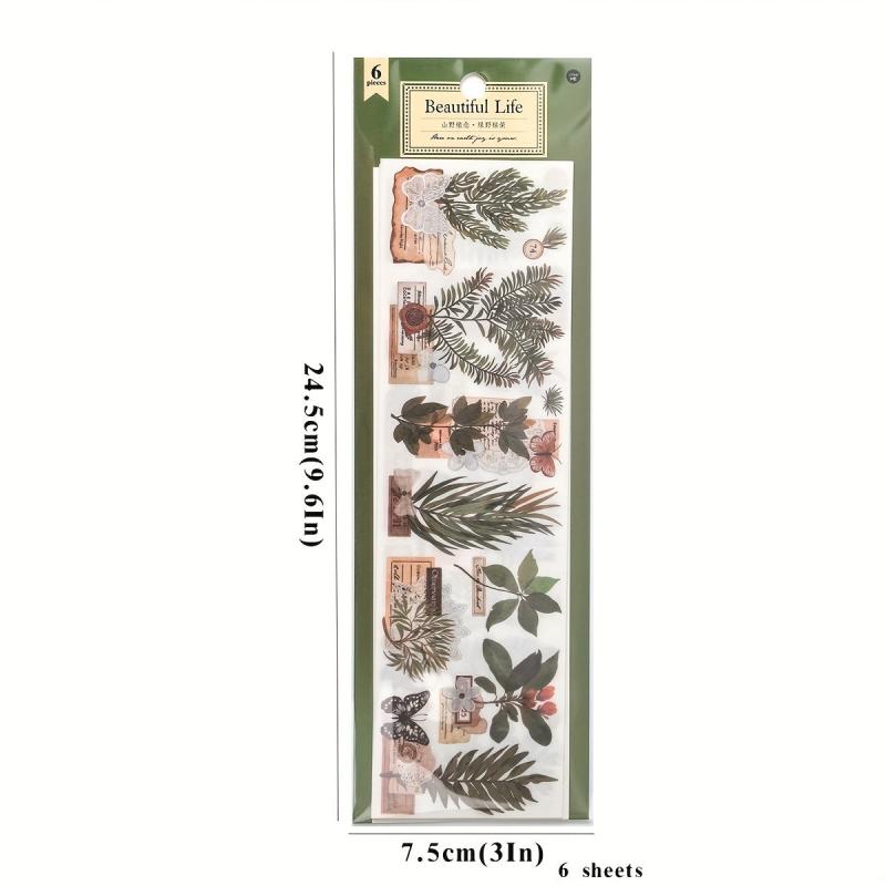 6 Sheets Plant Pattern Washi Paper Tape Stickers