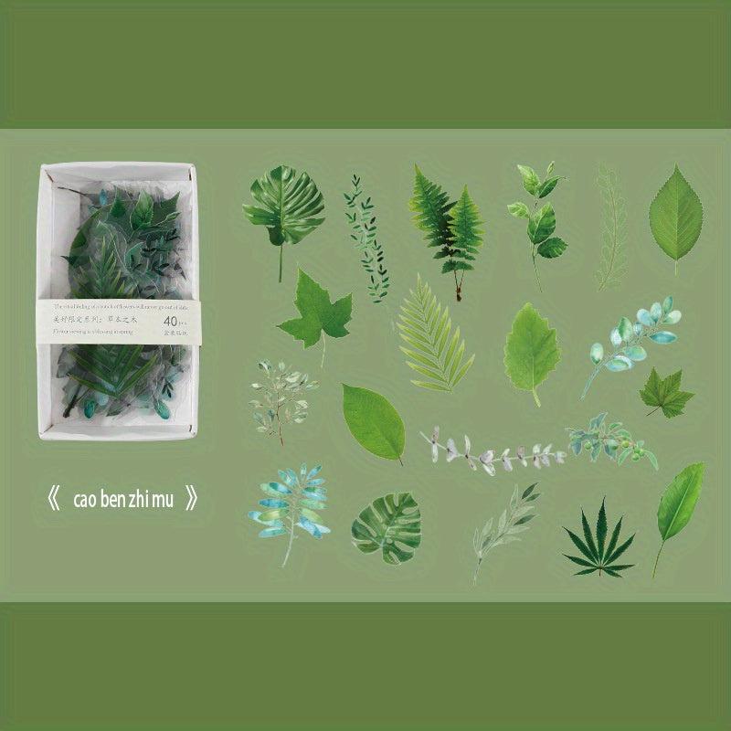 40pcs Floral & Plant Washi Paper Stickers DIY Scrapbook Album Decoration