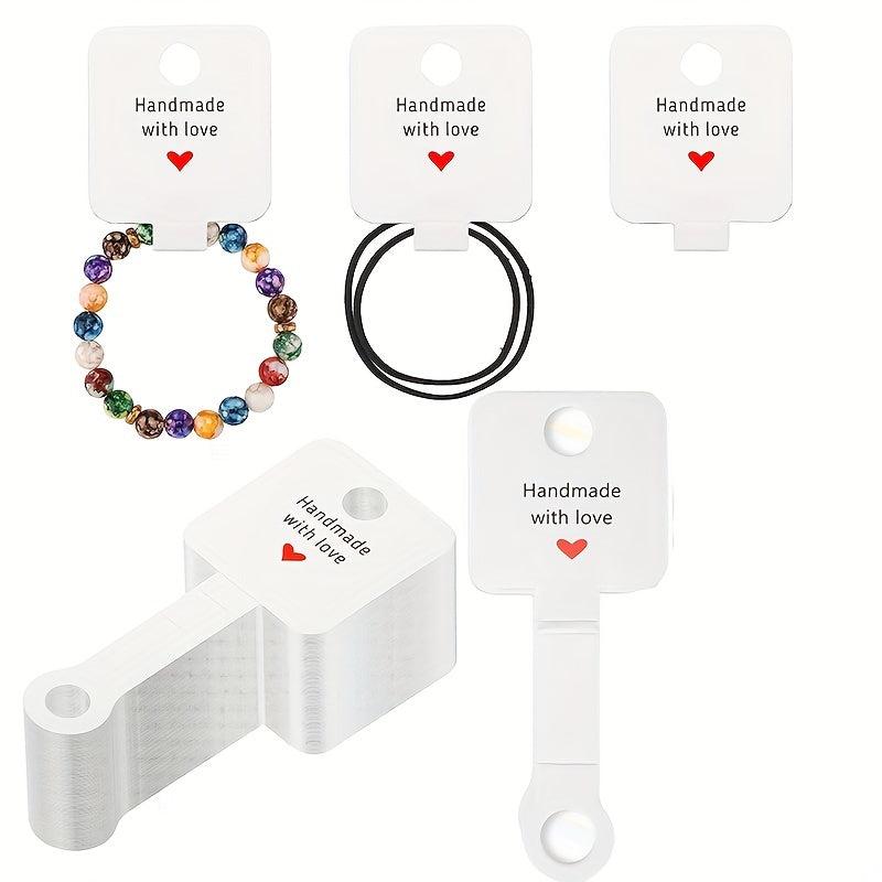 100pcs Self Adhesive Bracelet Display Cards Love Heart Blank Cards