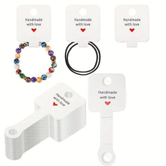 100pcs Self Adhesive Bracelet Display Cards Love Heart Blank Cards
