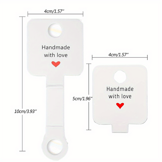 100pcs Self Adhesive Bracelet Display Cards Love Heart Blank Cards