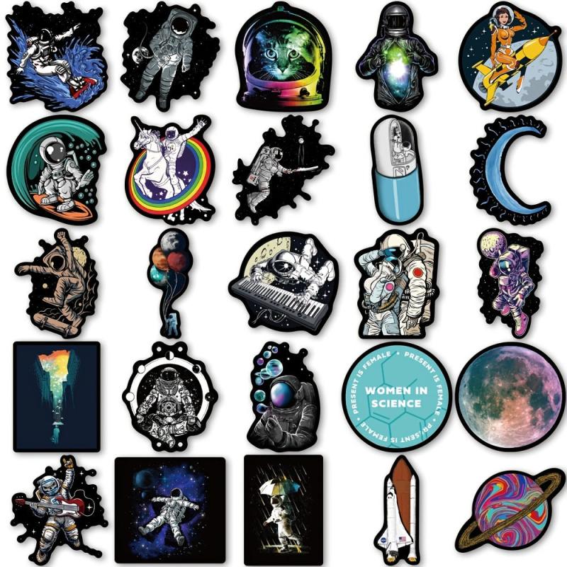 50Pcs 'Astronaut Space Travel' Graffiti Stickers Waterproof