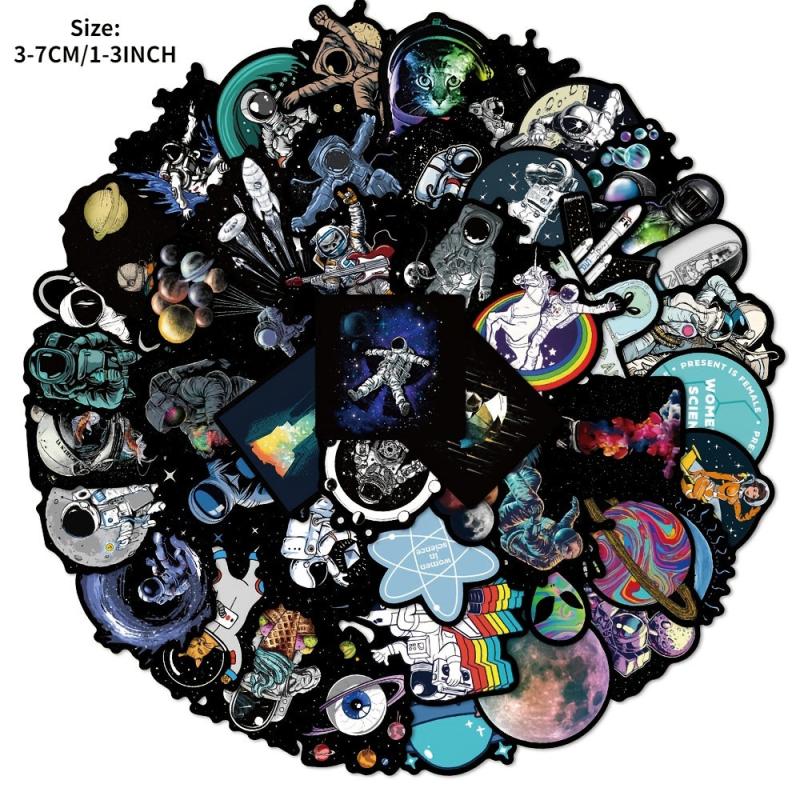 50Pcs 'Astronaut Space Travel' Graffiti Stickers Waterproof