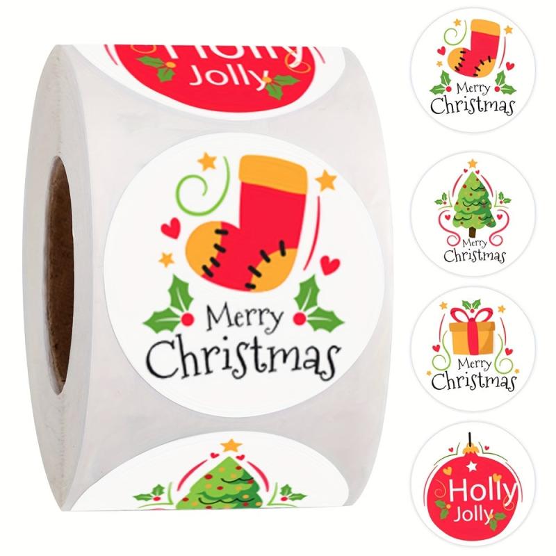 500pcs Christmas Merry Stickers Roll - Gift Decorative Labels