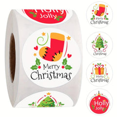 500pcs Christmas Merry Stickers Roll - Gift Decorative Labels