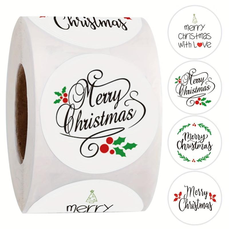 500pcs Christmas Merry Stickers Roll - Gift Decorative Labels