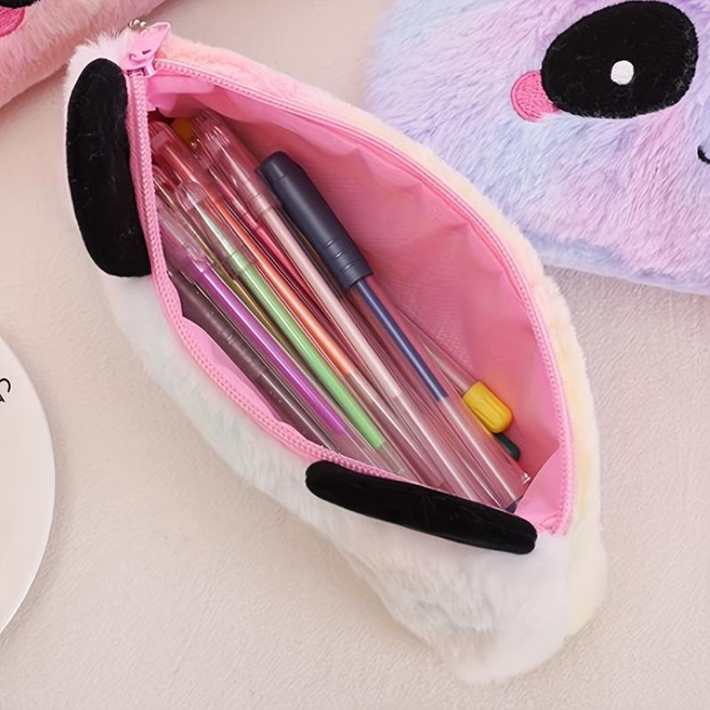 Colorful Plush Panda Pencil Case Bag Storage Pouch With Zipper