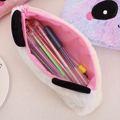 Colorful Plush Panda Pencil Case Bag Storage Pouch With Zipper