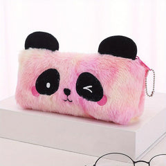 Colorful Plush Panda Pencil Case Bag Storage Pouch With Zipper