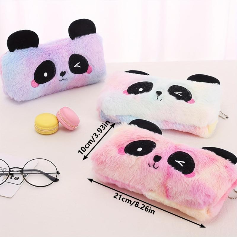 Colorful Plush Panda Pencil Case Bag Storage Pouch With Zipper