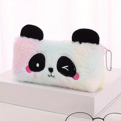 Colorful Plush Panda Pencil Case Bag Storage Pouch With Zipper