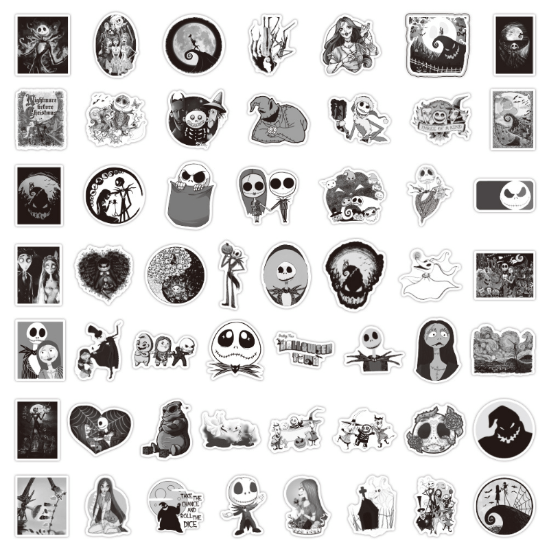 50pcs Christmas Horror Night Halloween Theme Waterproof Stickers DIY Materials