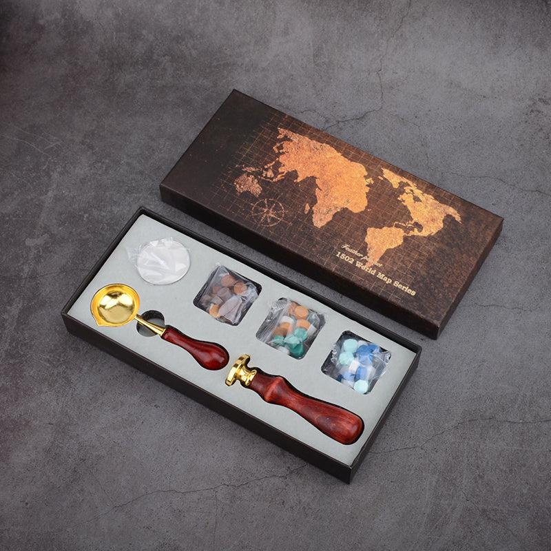 Wax Seal Stamp Set with Spoon, Wax Particles, Capsules, Candle