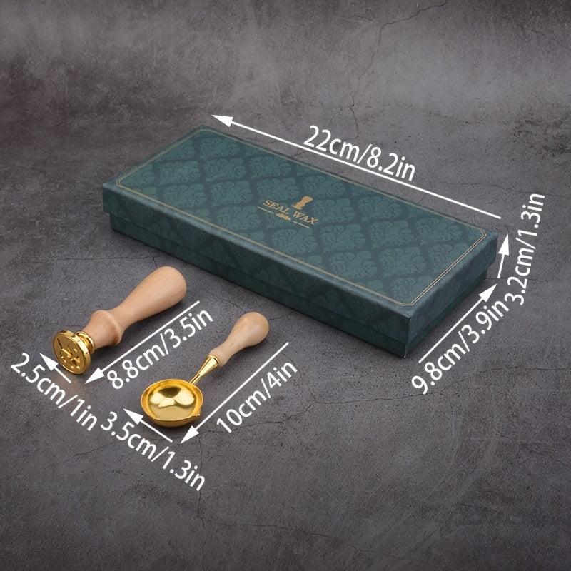 Wax Seal Stamp Set with Spoon, Wax Particles, Capsules, Candle