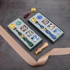 Wax Seal Stamp Set with Spoon, Wax Particles, Capsules, Candle