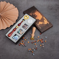 Wax Seal Stamp Set with Spoon, Wax Particles, Capsules, Candle