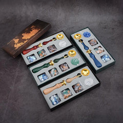 Wax Seal Stamp Set with Spoon, Wax Particles, Capsules, Candle
