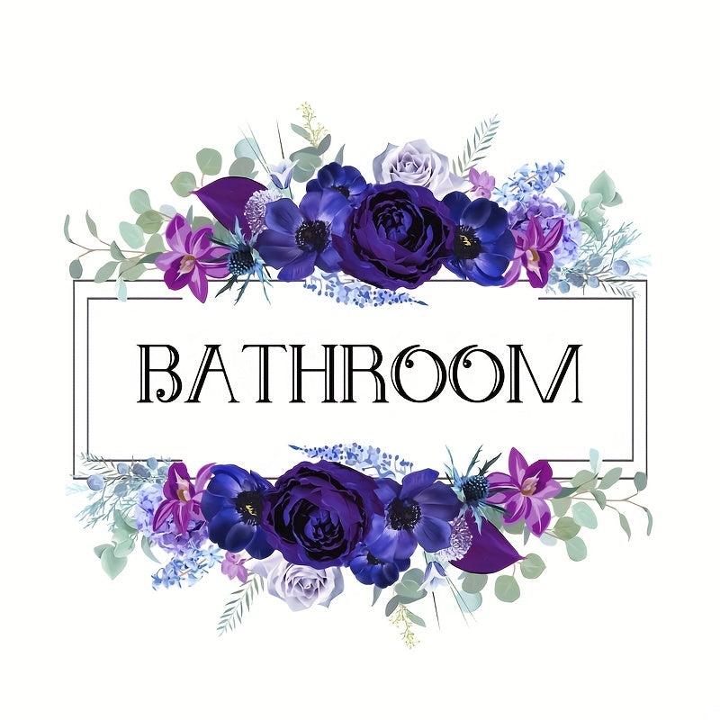 Romantic Purple Flower Self Adhesive Bathroom Door Sign