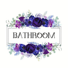 Romantic Purple Flower Self Adhesive Bathroom Door Sign