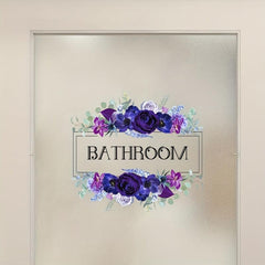 Romantic Purple Flower Self Adhesive Bathroom Door Sign