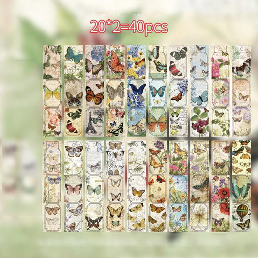 40pcs Vintage Floral & Butterfly Stickers for DIY Projects & Scrapbook Decor