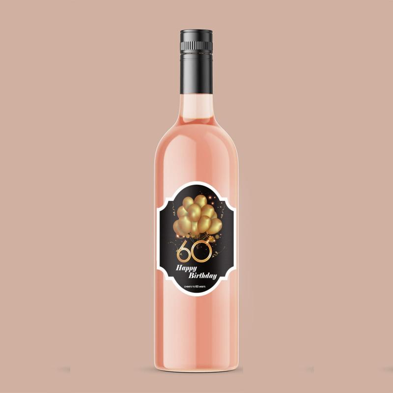 2pcs 60th Birthday Wine Stickers Self Adhesive for Champagne
