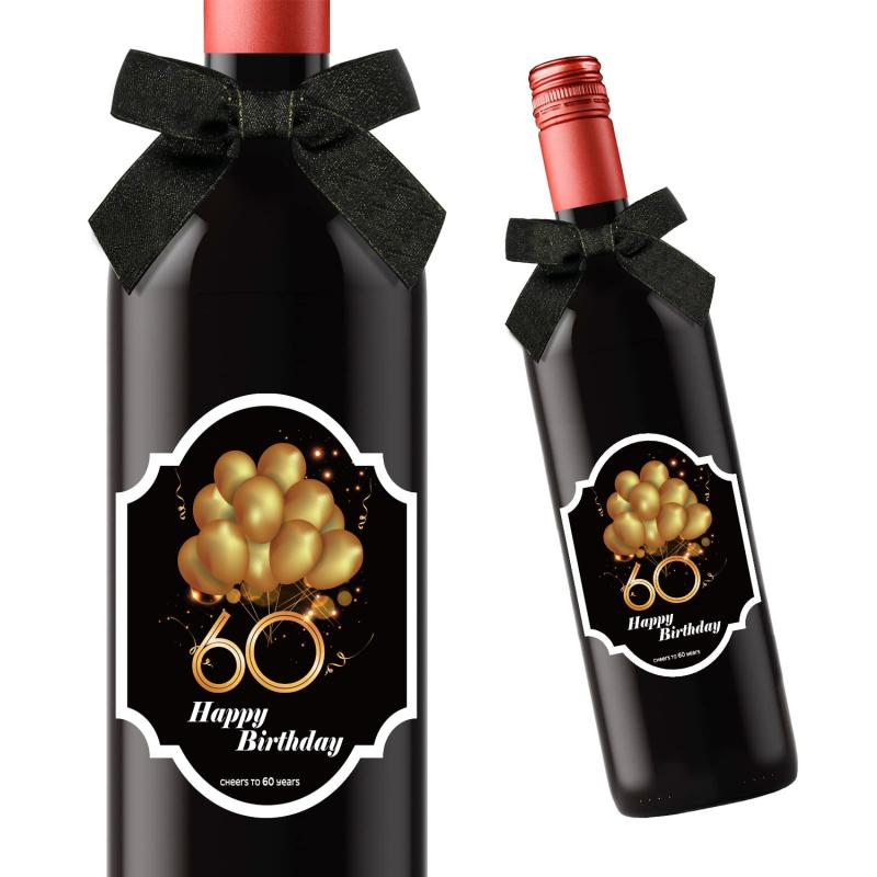2pcs 60th Birthday Wine Stickers Self Adhesive for Champagne