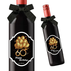 2pcs 60th Birthday Wine Stickers Self Adhesive for Champagne