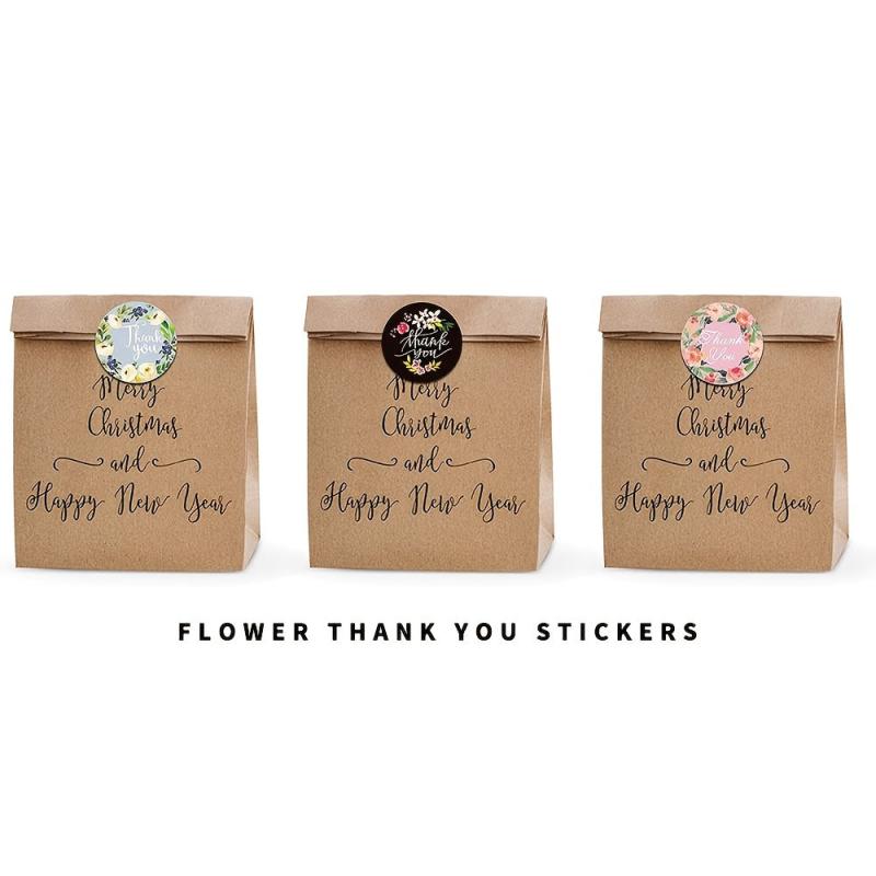 500 Thank You Stickers Floral Design Self Adhesive Labels For Gift Wraps