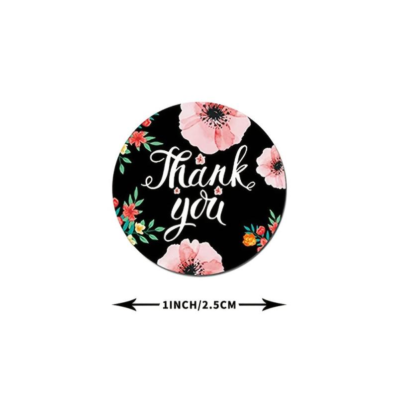 500 Thank You Stickers Floral Design Self Adhesive Labels For Gift Wraps