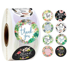 500 Thank You Stickers Floral Design Self Adhesive Labels For Gift Wraps