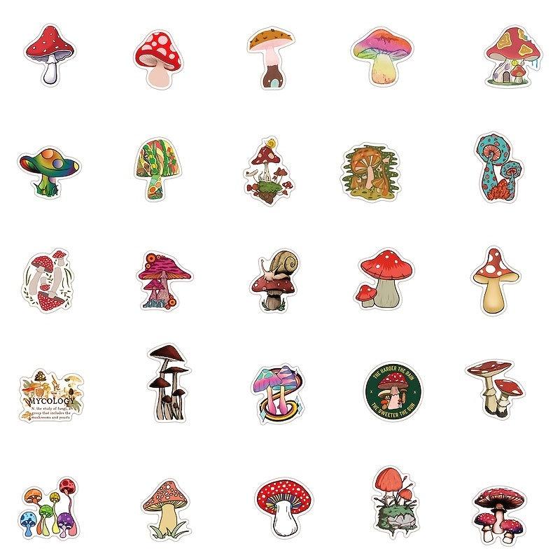 50pcs Mushroom Series Graffiti Sticker Waterproof for Laptop Cup Motorcycle