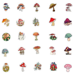 50pcs Mushroom Series Graffiti Sticker Waterproof for Laptop Cup Motorcycle