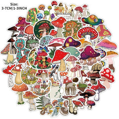 50pcs Mushroom Series Graffiti Sticker Waterproof for Laptop Cup Motorcycle