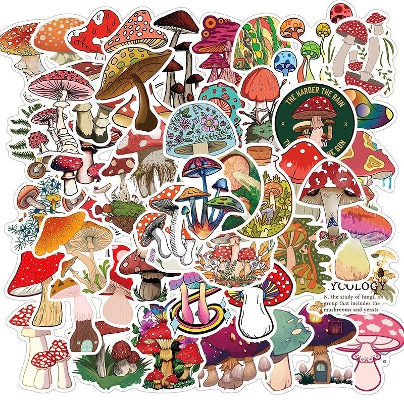 50pcs Mushroom Series Graffiti Sticker Waterproof for Laptop Cup Motorcycle