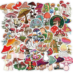 50pcs Mushroom Series Graffiti Sticker Waterproof for Laptop Cup Motorcycle