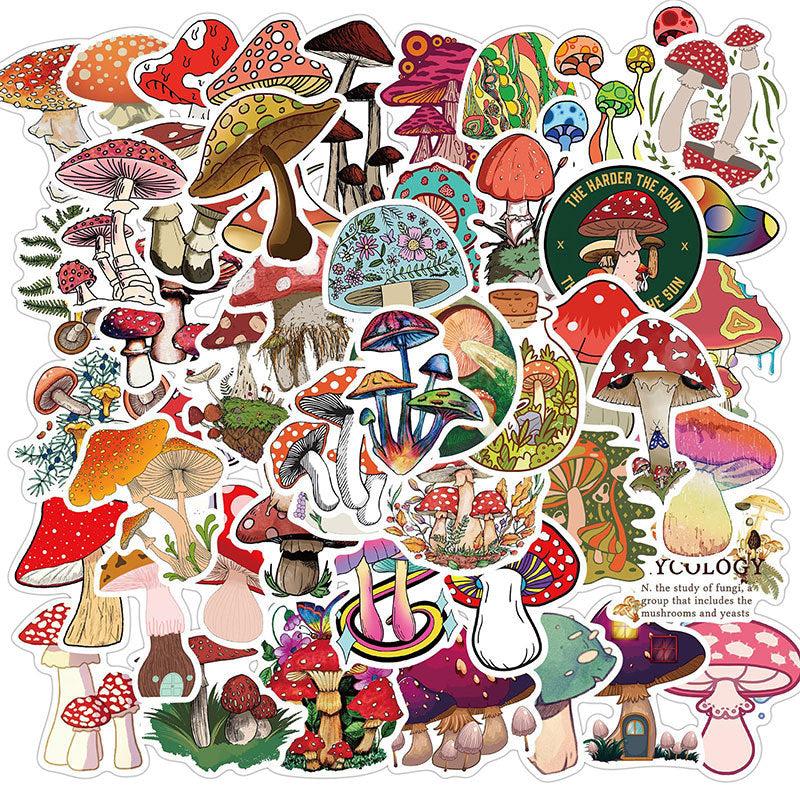50pcs Mushroom Series Graffiti Sticker Waterproof for Laptop Cup Motorcycle