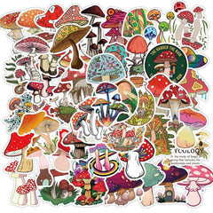 50pcs Mushroom Series Graffiti Sticker Waterproof for Laptop Cup Motorcycle