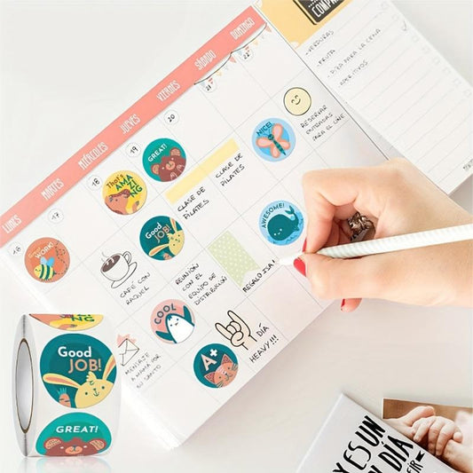 Red Flower Reward Stickers for Students - Set of 100