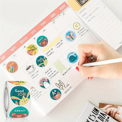 Red Flower Reward Stickers for Students - Set of 100