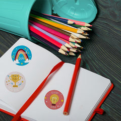 Red Flower Reward Stickers for Students - Set of 100