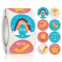Red Flower Reward Stickers for Students - Set of 100