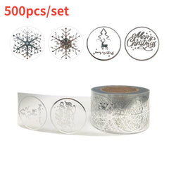 500pcs Christmas Party Snowflake Sealing Sticker Roll